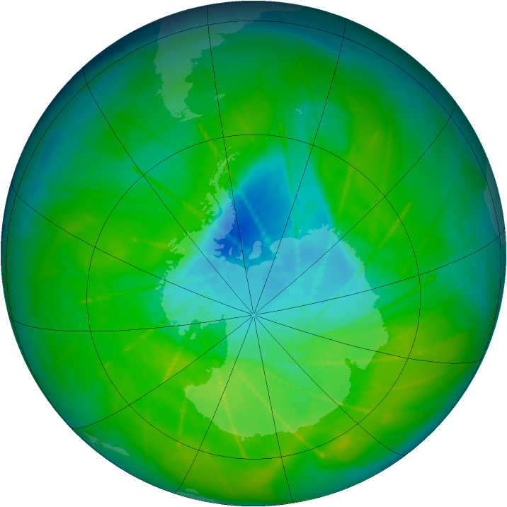 Antarctic ozone map for 07 December 2009
